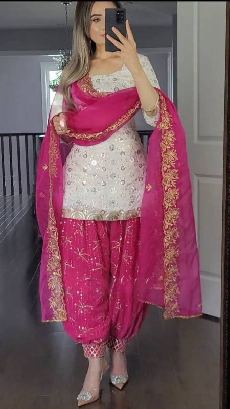 Party Wear Look Top ,Patiyala Salwar and Dupatta