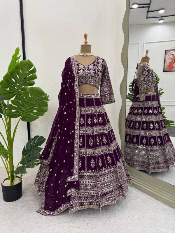 Bollywood Style Faux Georgette Wedding Lehenga Choli Set