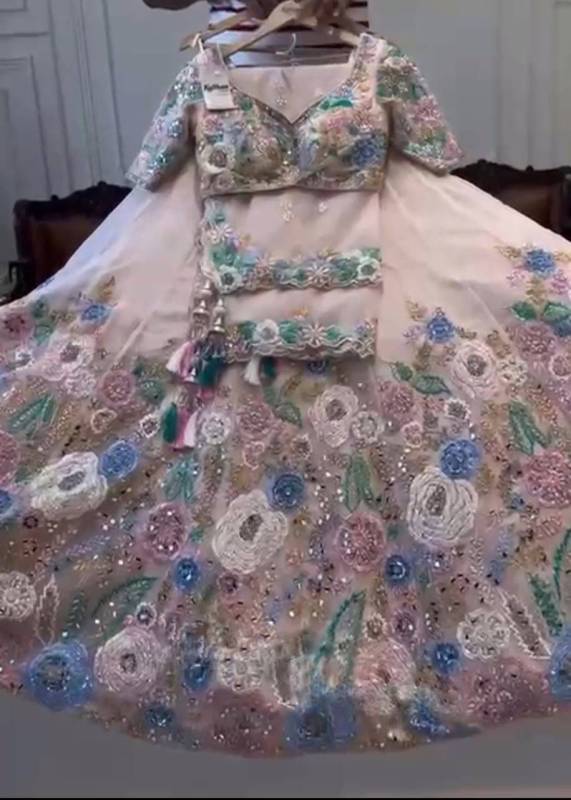 Real Mirror Faux Georgette Embroidery Work Lehenga choli set