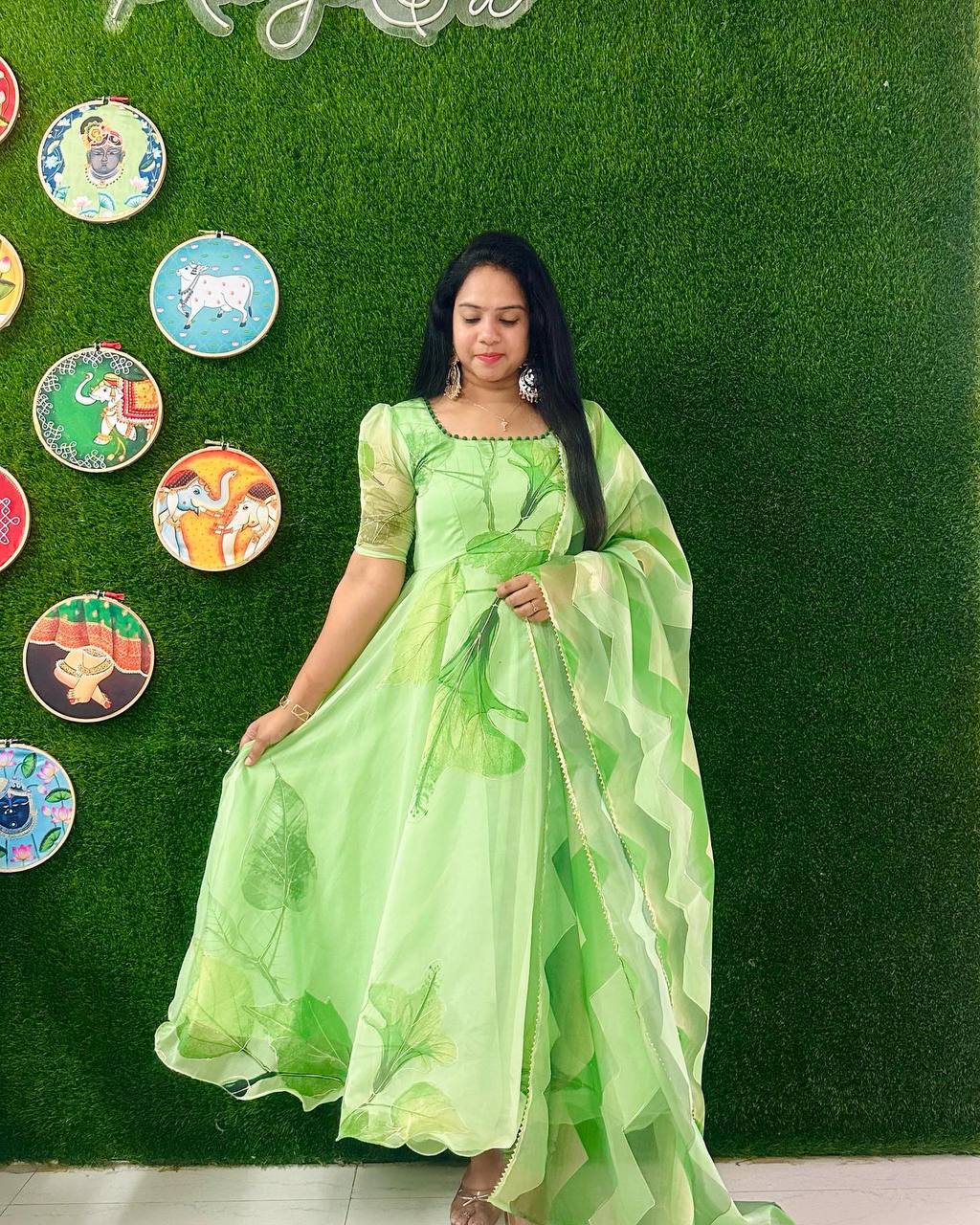 Green Designer Summer Collection Anarkali Suit