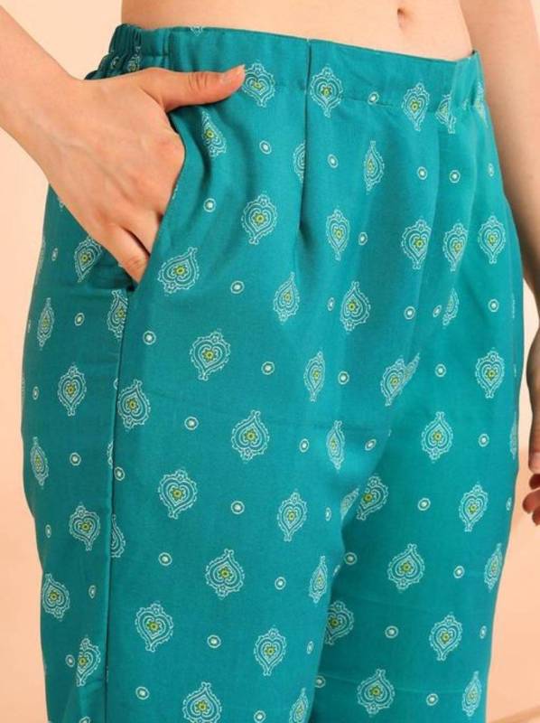 Women's Poly Rayon Foil Print Straight Kurta With Pant & Dupatta 