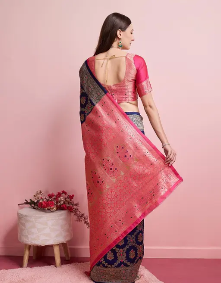 Rich Banarasi silk saree with heavy blouse