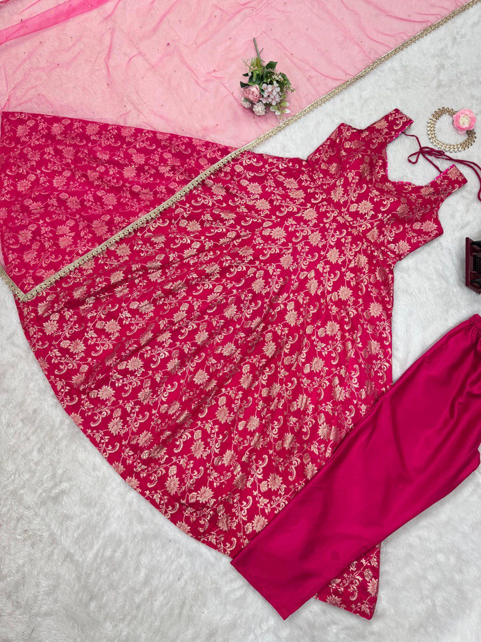  Top, Pant, and Dupatta set.