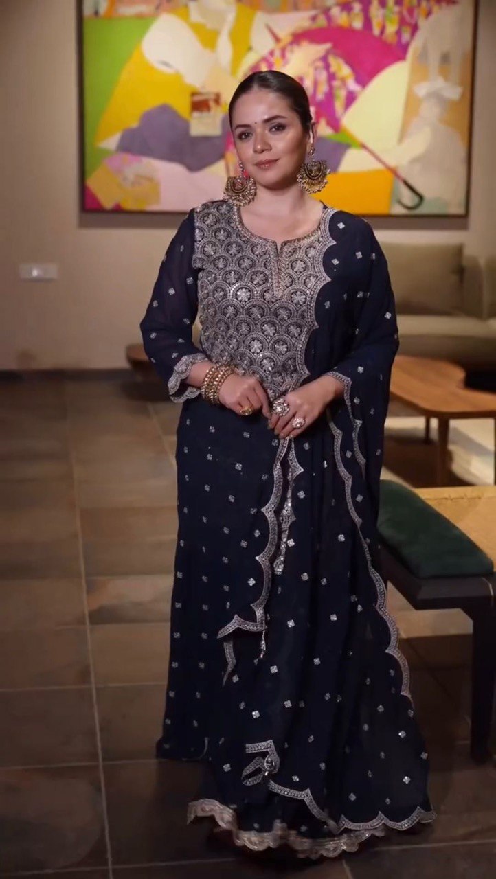 Faux Georgette Palazzo Set with dupatta