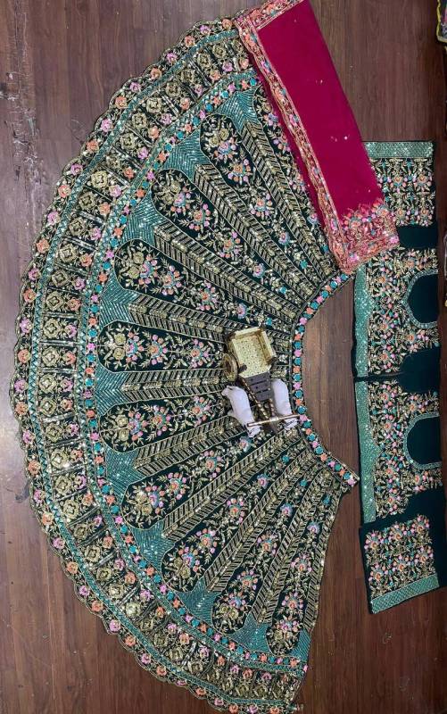 Faux Georgette Bridal Lehenga, adorned with exquisite sequin embroidery