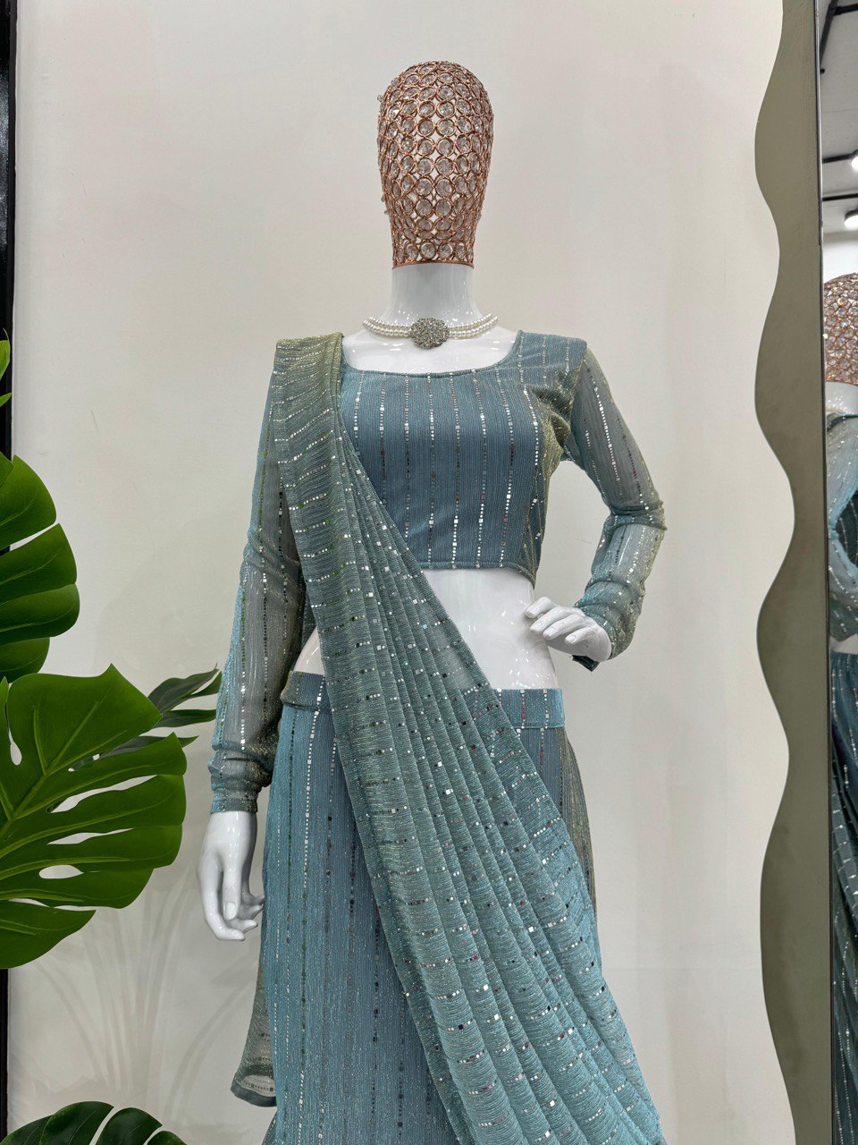 Pre-Stitched Lycra Lehenga Saree