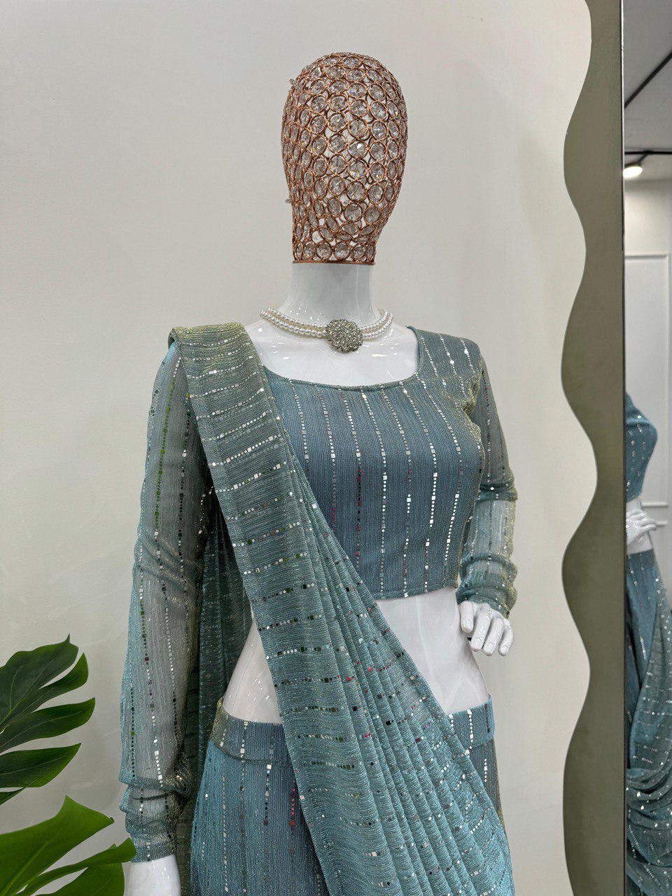 Pre-Stitched Lycra Lehenga Saree