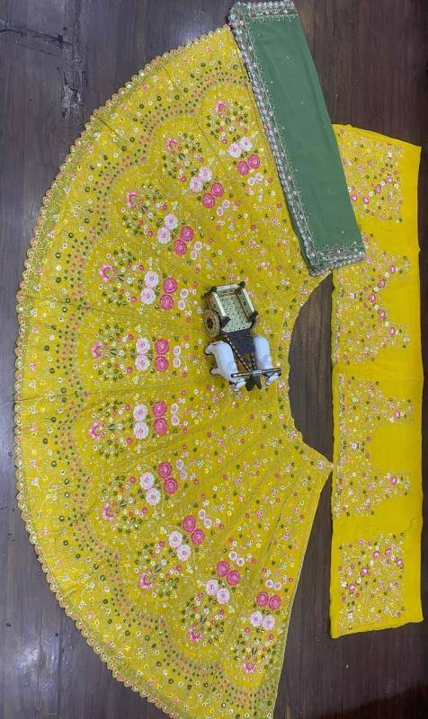 Faux Georgette Bridal Lehenga, adorned with exquisite sequin embroidery