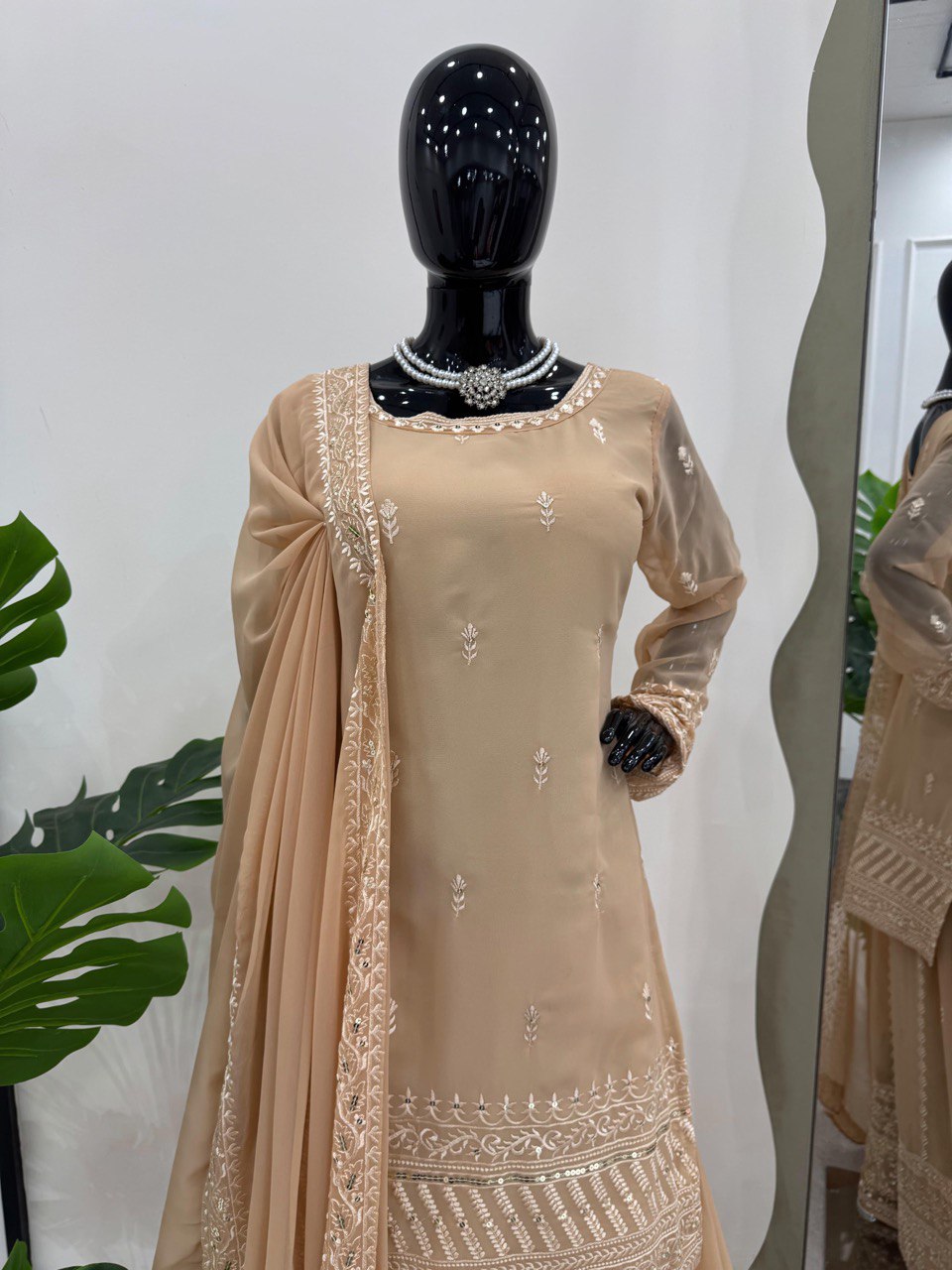 Faux Georgette Palazzo Set top, and dupatta