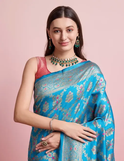 Rich Banarasi silk saree with heavy blouse