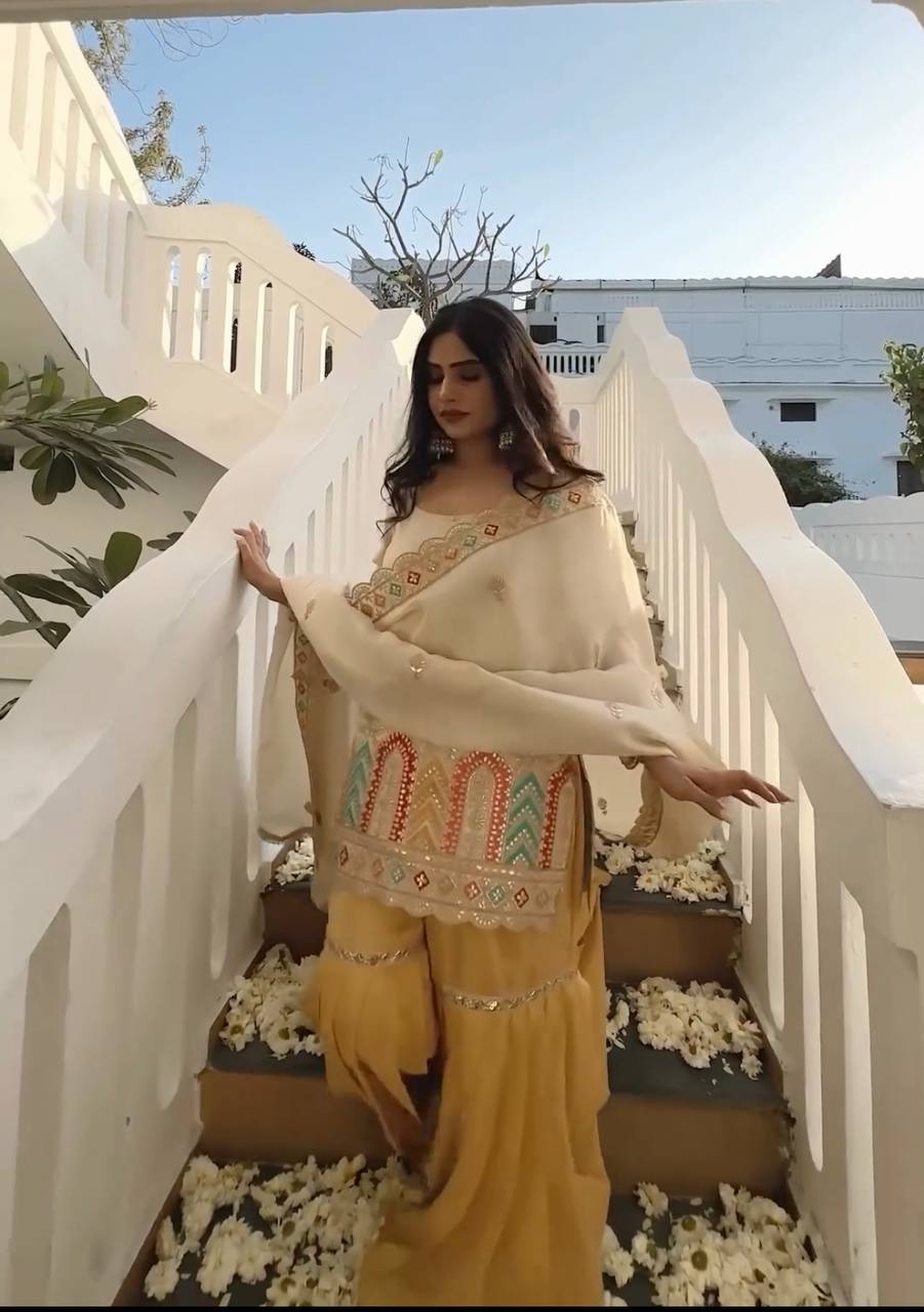 Faux Georgette top and Sharara Palazzo