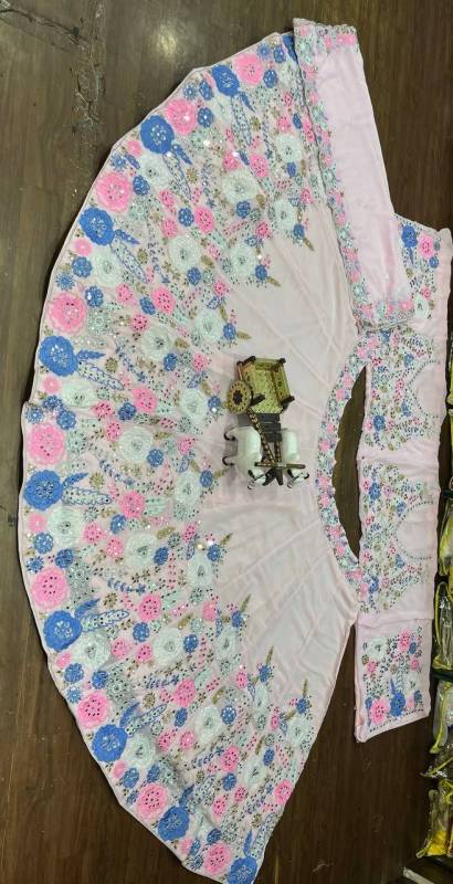 Real Mirror Faux Georgette Embroidery Work Lehenga choli set