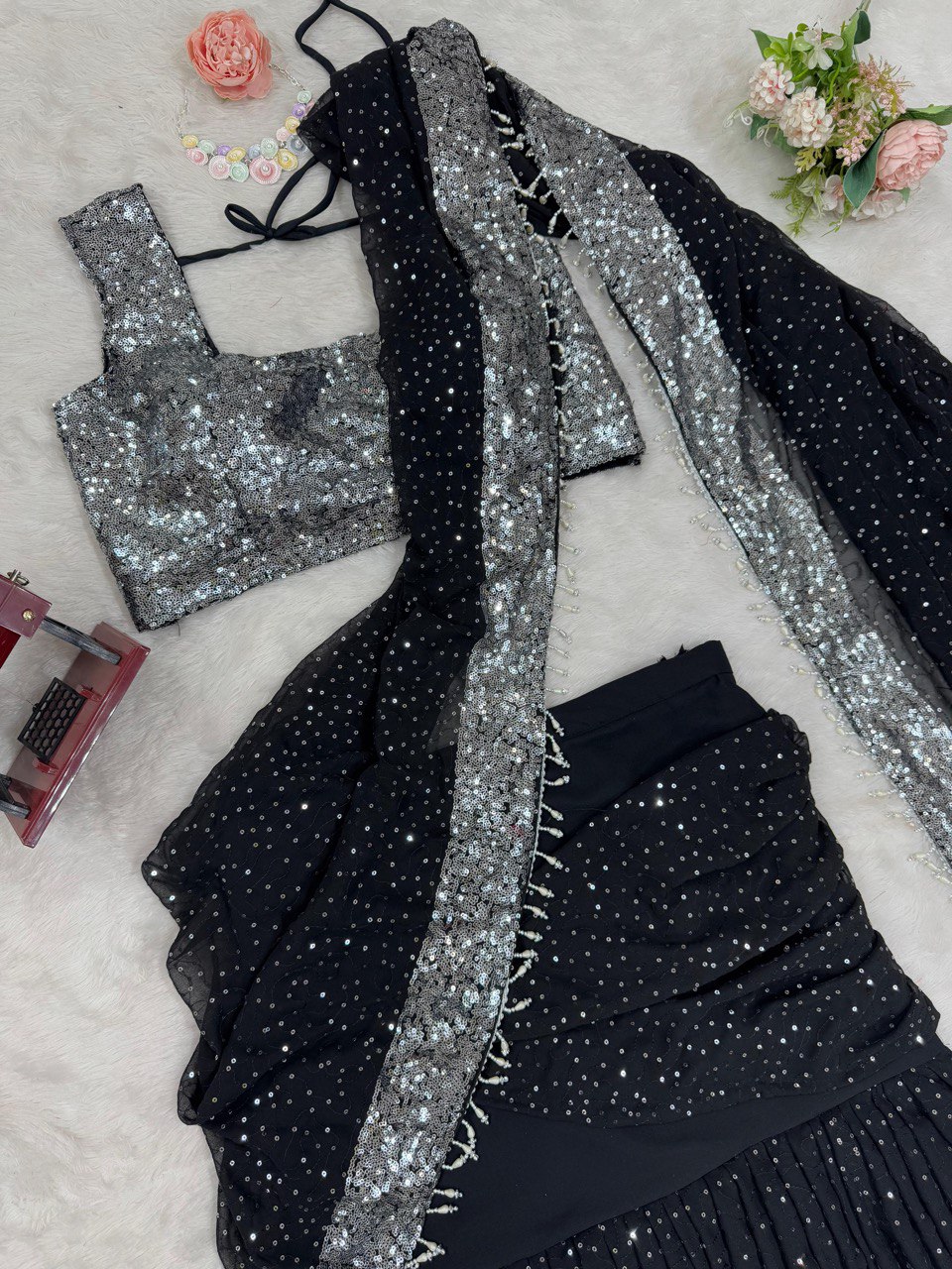 Faux Georgette Lehenga Saree