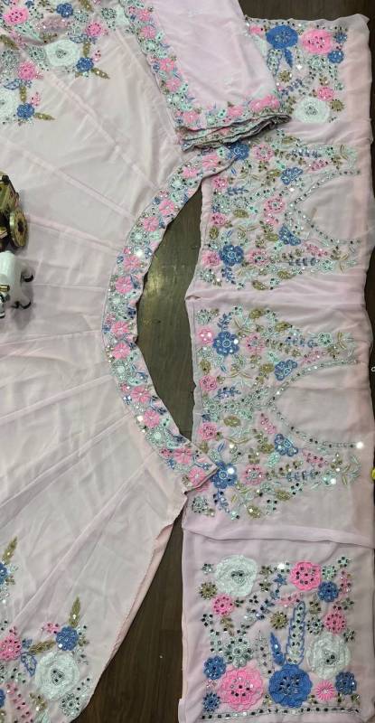 Real Mirror Faux Georgette Embroidery Work Lehenga choli set