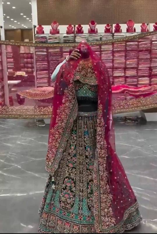 Faux Georgette Bridal Lehenga, adorned with exquisite sequin embroidery