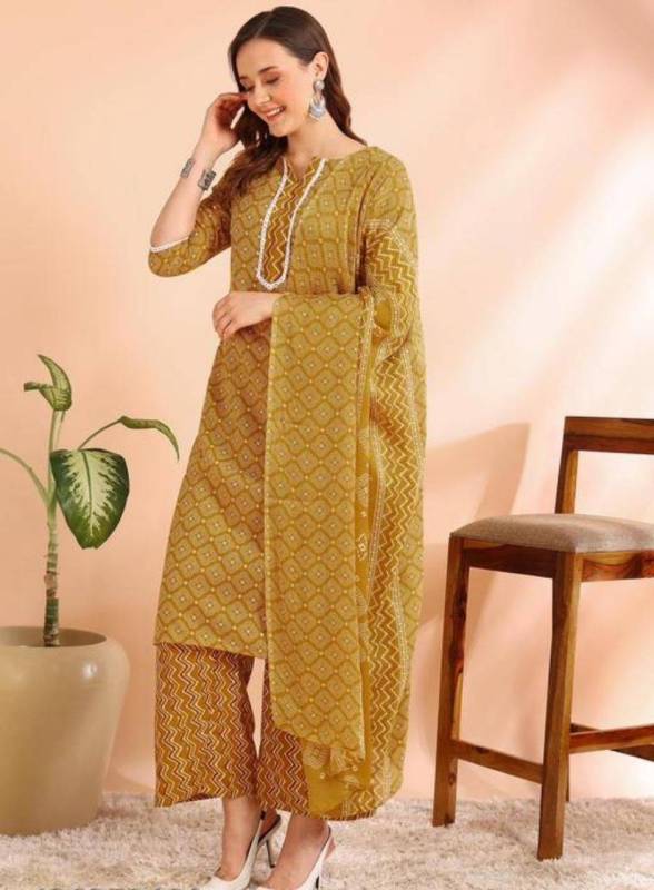 Women's Poly Rayon Foil Print Straight Kurta With Palazzos & Dupatta 